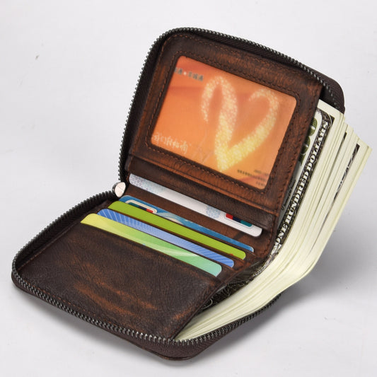 b5fe4cb490f265ca9889bf3c72621acd Men's Short Leather Wallet Retro Vertical Zipper Wallet